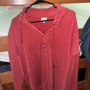 BKE Red Women's Sweater Cardigan with Buckle
